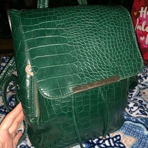 Green alligator skin backpack